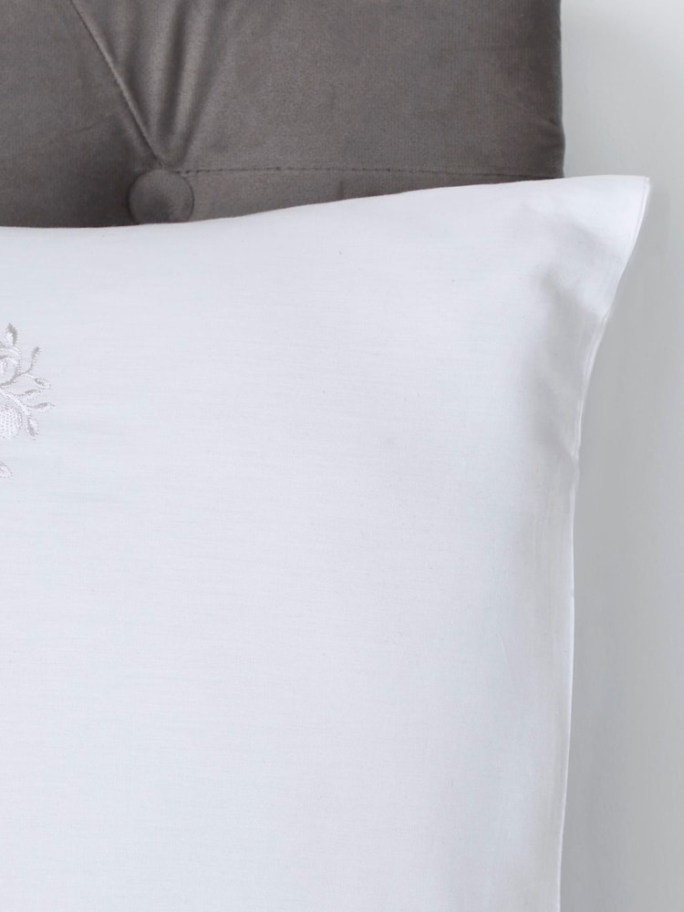 Appletree White Embroidered Trees 100% Cotton Duvet Cover Set - Image 4 of 4