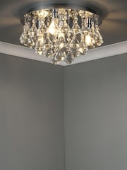 Dar Lighting Silver Fringe 4 Light Bathroom Flush Fitting Ceiling Light - Image 1 of 4