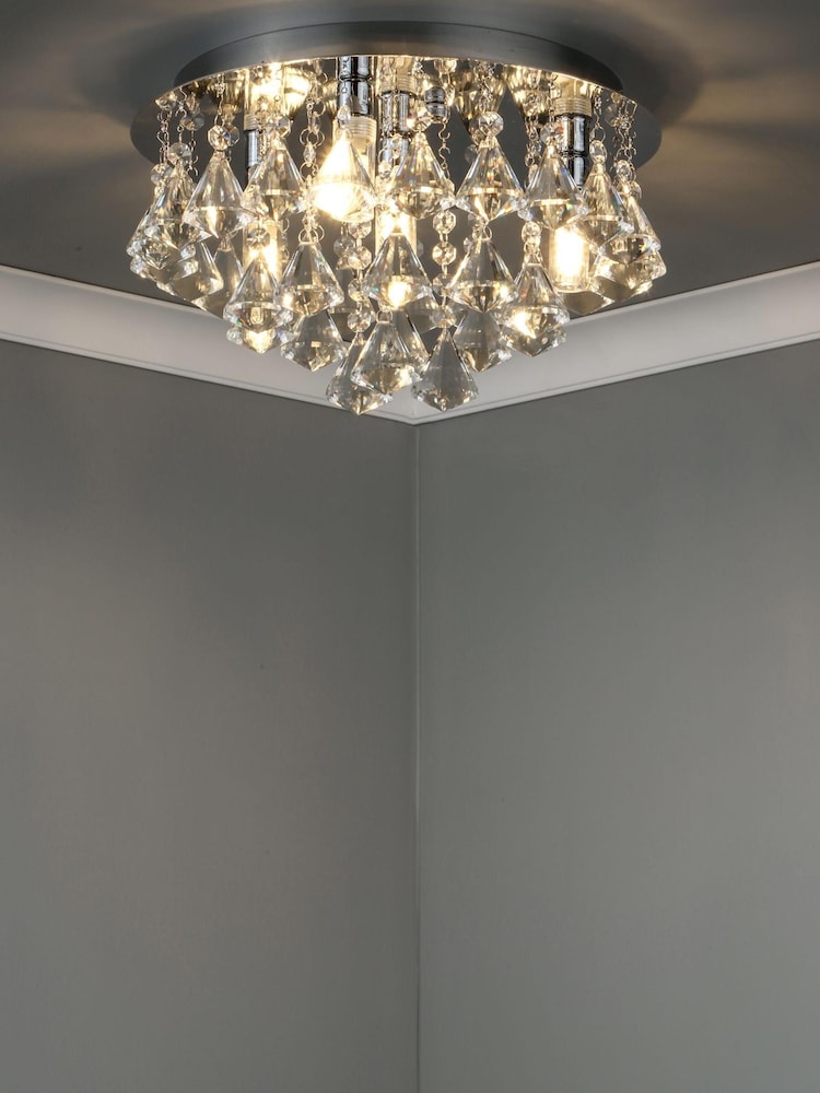 Dar Lighting Silver Fringe 4 Light Bathroom Flush Fitting Ceiling Light - Image 1 of 4