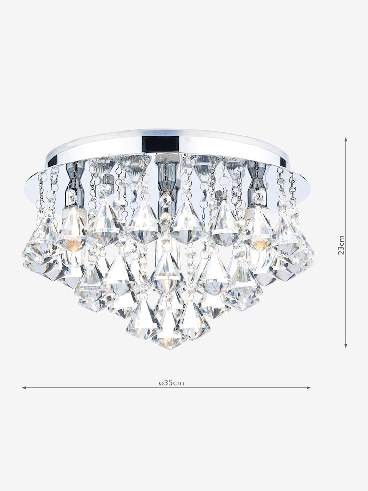 Dar Lighting Silver Fringe 4 Light Bathroom Flush Fitting Ceiling Light - Image 2 of 4