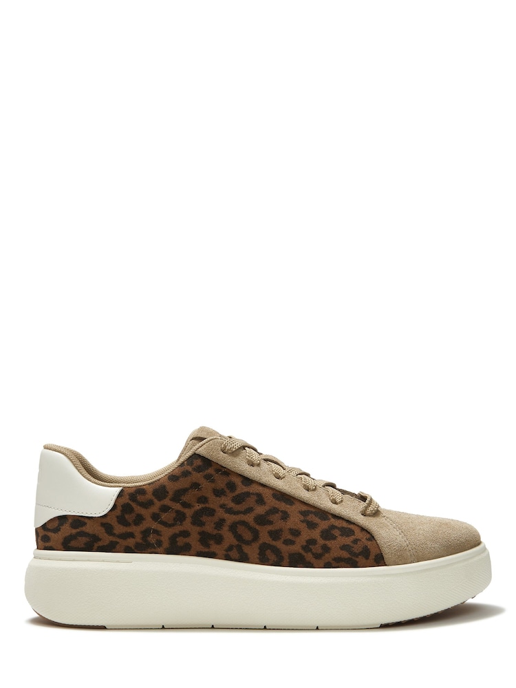 FitFlop Brown RTG Suede Leopard Lace Up Trainers - Image 1 of 4 FitFlop Brown RTG Suede Leopard Lace Up Trainers - Image 1 of 4