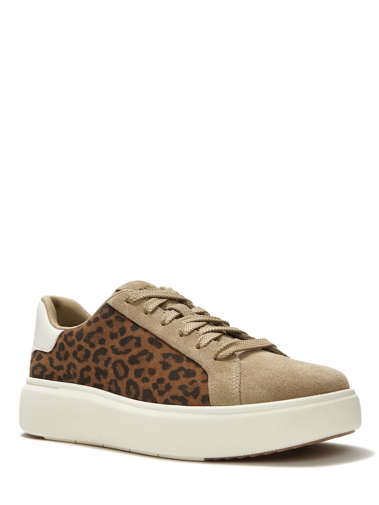 FitFlop Brown RTG Suede Leopard Lace Up Trainers - Image 2 of 4 FitFlop Brown RTG Suede Leopard Lace Up Trainers - Image 2 of 4