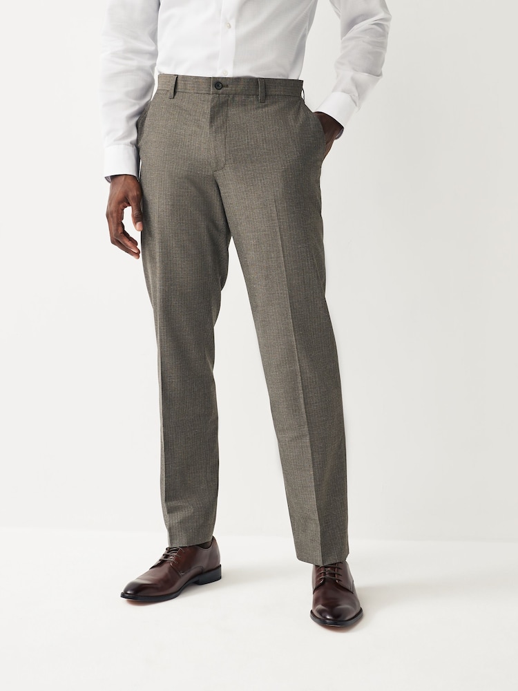 Neutral Regular Fit Textured Smart Trousers - Image 1 of 8