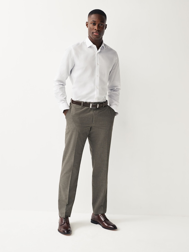 Neutral Regular Fit Textured Smart Trousers - Image 2 of 8