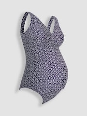 JoJo Maman Bébé Navy Blue Batik Print V-Neck Batik Maternity Tankini Set - Image 2 of 6