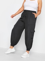 Yours Curve Black Smart Woven Joggers - Image 1 of 4