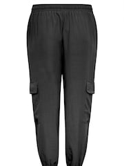Yours Curve Black Smart Woven Joggers - Image 4 of 4