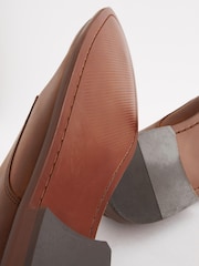 Dark Tan Brown Regular Fit Contrast Sole Leather Derby Shoes - Image 6 of 6