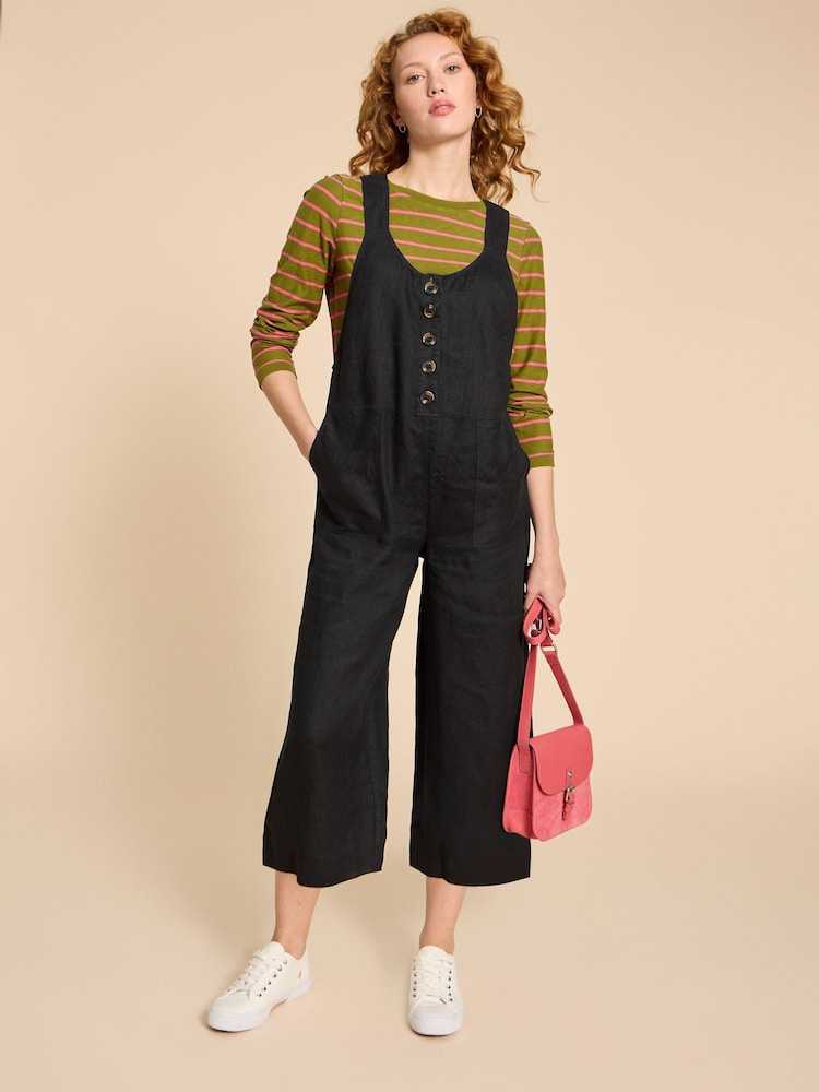 White Stuff Black Viola 100% Linen Dungaree - Image 1 of 7