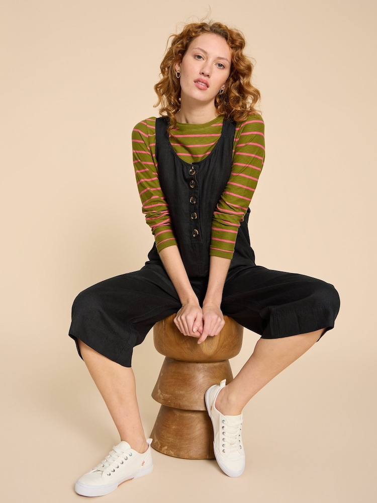 White Stuff Black Viola 100% Linen Dungaree - Image 3 of 7