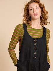 White Stuff Black Viola 100% Linen Dungaree - Image 4 of 7