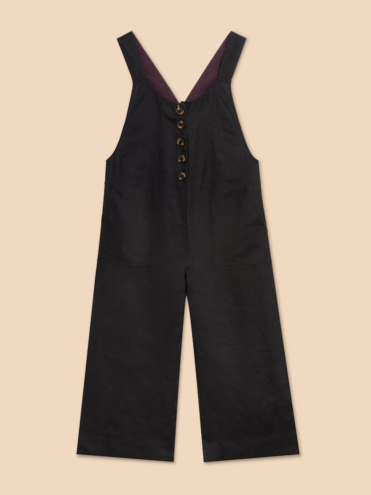 White Stuff Black Viola 100% Linen Dungaree - Image 5 of 7