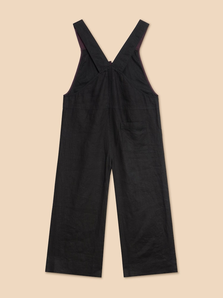 White Stuff Black Viola 100% Linen Dungaree - Image 6 of 7