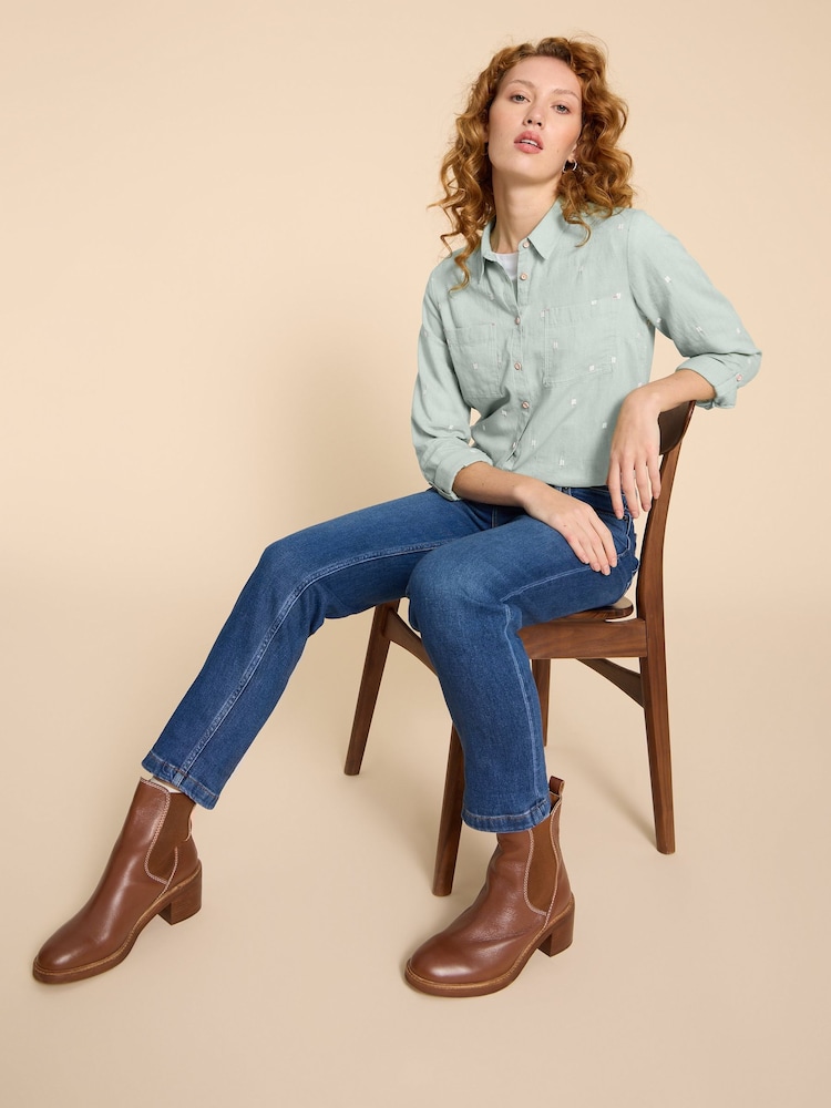 White Stuff Green Cotton Sophie Shirt - Image 3 of 7