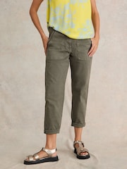 White Stuff Green Twister Chino Trousers With Linen - Image 1 of 7