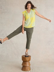 White Stuff Green Twister Chino Trousers With Linen - Image 3 of 7