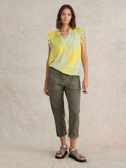 White Stuff Green Twister Chino Trousers With Linen - Image 4 of 7