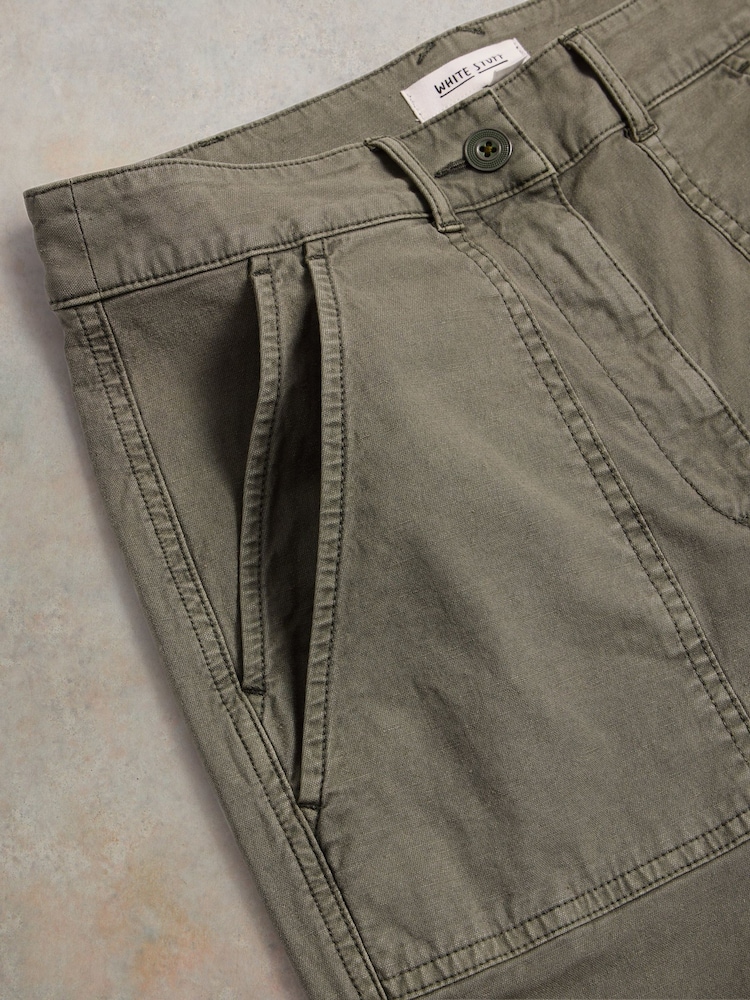 White Stuff Green Twister Chino Trousers With Linen - Image 7 of 7