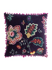 Riva Paoletti Damson Purple Palampur Floral Polyester Filled Cushion - Image 1 of 3
