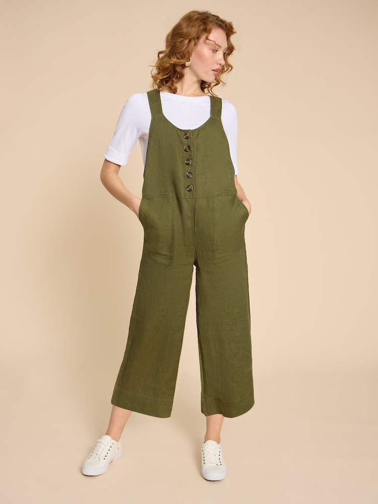 White Stuff Green Viola 100% Linen Dungaree - Image 1 of 7 White Stuff Green Viola 100% Linen Dungaree - Image 1 of 7