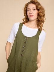 White Stuff Green Viola 100% Linen Dungaree - Image 4 of 7