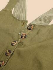 White Stuff Green Viola 100% Linen Dungaree - Image 7 of 7