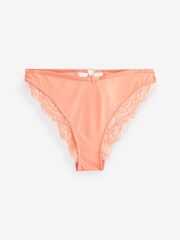 Peach Pink Brazilian Heart Trim Lace Back Knickers - Image 4 of 4