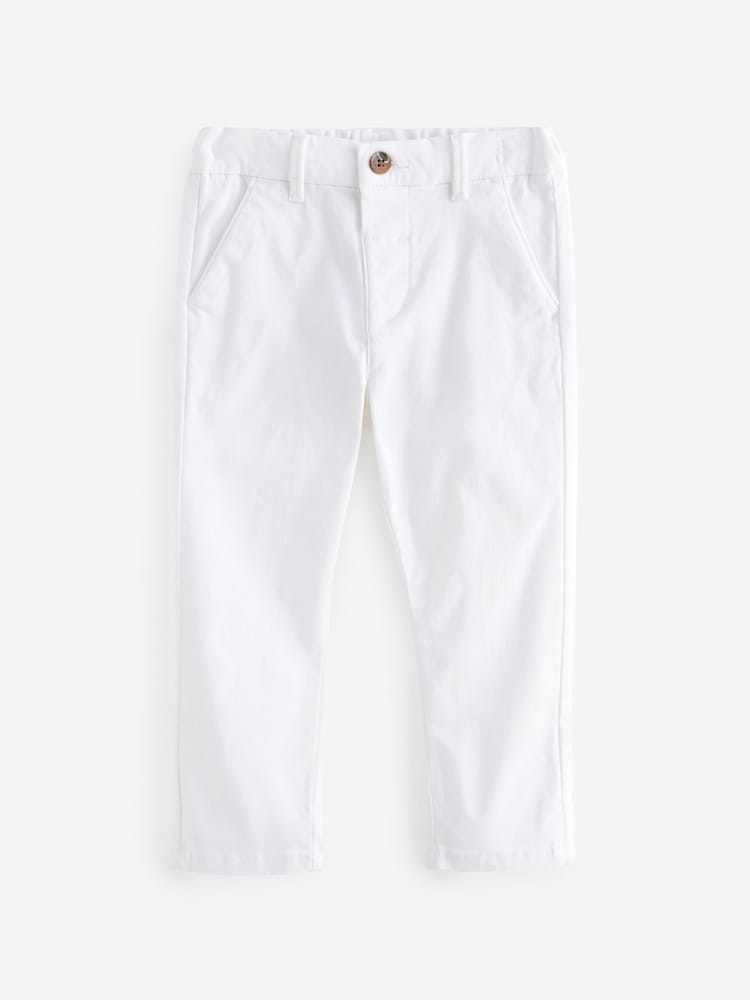 Blanc - Pantalon chino extensible (3mths-7yrs) - Image 1 de 3
