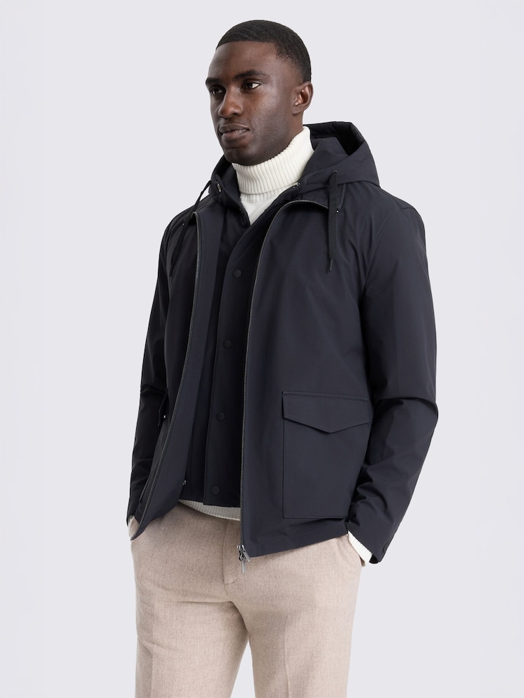 MOSS Blue Hybrid Jacket with Removeable Gilet - Image 1 of 7 MOSS Blue Hybrid Jacket with Removeable Gilet - Image 1 of 7