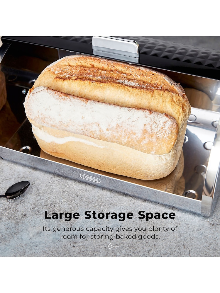 Tower Black Solitaire Bread Bin - Image 1 of 5