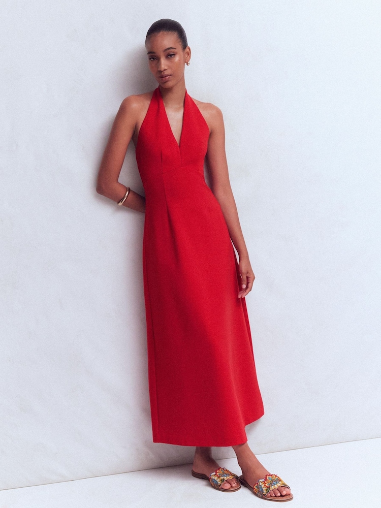 Boden Red Halter Neck Jersey Maxi Dress - Image 1 of 5