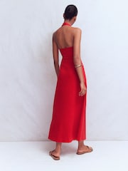Boden Red Halter Neck Jersey Maxi Dress - Image 3 of 5
