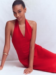 Boden Red Halter Neck Jersey Maxi Dress - Image 4 of 5