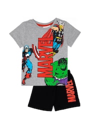 Vanilla Underground Boys Grey Marvel 100% Cotton Short Pyjamas - Image 1 of 5