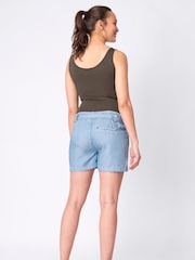 Seraphine Maternity Blue Underbump Drawstring Shorts - Image 3 of 5