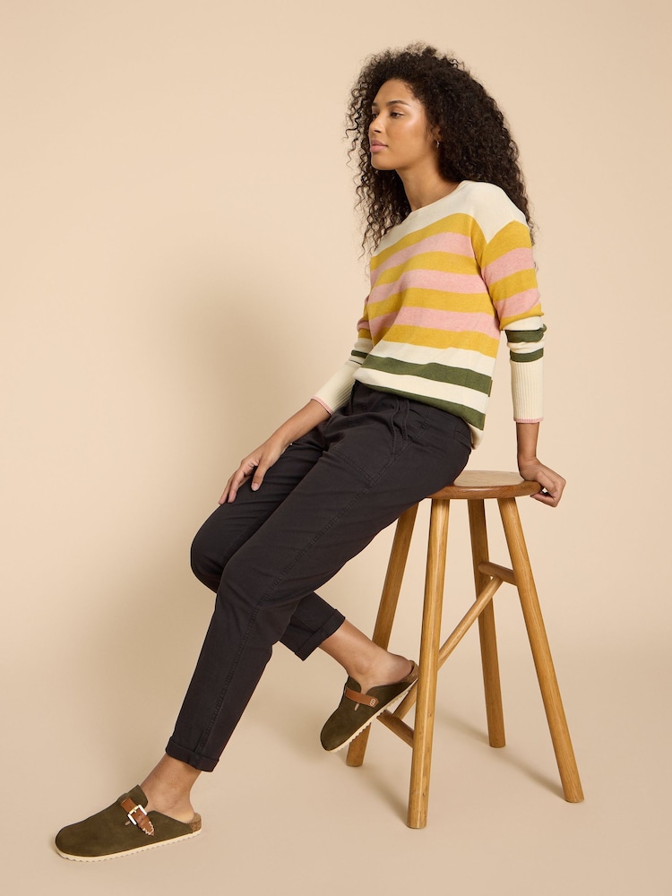 White Stuff Black Twister Chino Trousers With Linen - Image 3 of 7