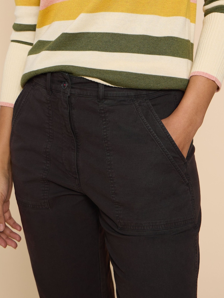 White Stuff Black Twister Chino Trousers With Linen - Image 4 of 7