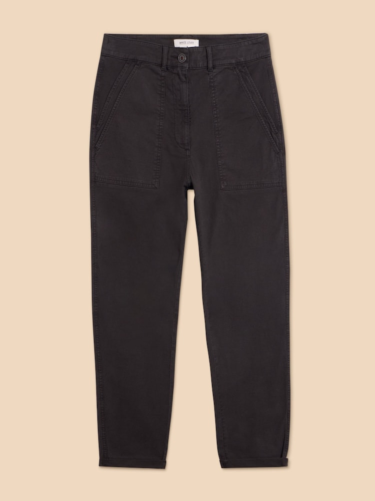 White Stuff Black Twister Chino Trousers With Linen - Image 5 of 7