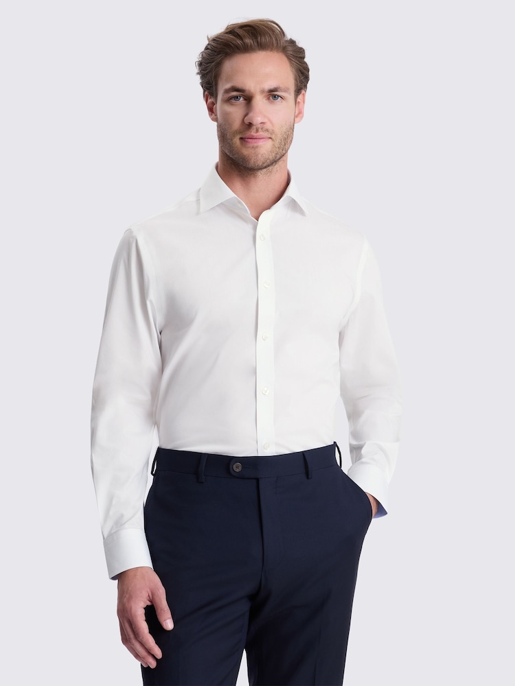 MOSS White Regular Fit Stretch Contrast Shirt - Image 1 of 3 MOSS White Regular Fit Stretch Contrast Shirt - Image 1 of 3