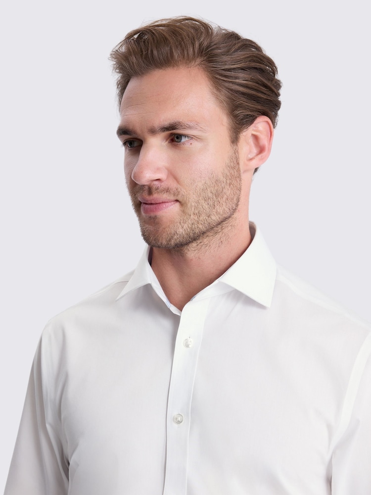 MOSS White Regular Fit Stretch Contrast Shirt - Image 2 of 3 MOSS White Regular Fit Stretch Contrast Shirt - Image 2 of 3