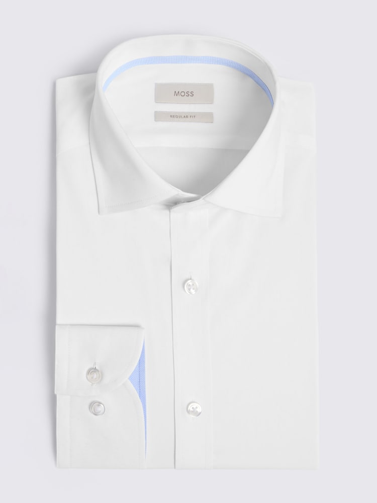 MOSS White Regular Fit Stretch Contrast Shirt - Image 3 of 3 MOSS White Regular Fit Stretch Contrast Shirt - Image 3 of 3