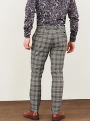 Grey Skinny Fit Trimmed Check Suit: Trousers - Image 2 of 7