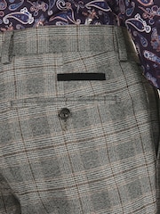 Grey Skinny Fit Trimmed Check Suit: Trousers - Image 3 of 7