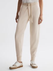 Reiss Ivory Bronte Cotton Drawstring Cuffed Joggers - Image 1 of 4