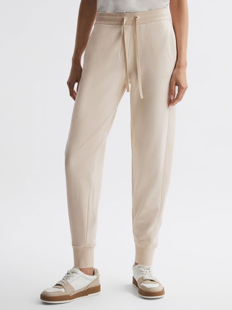 Reiss Ivory Bronte Cotton Drawstring Cuffed Joggers - Image 1 of 4