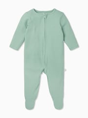 MORI Ribbed Stretch Organic Cotton & Bamboo 2 Way Zip Sleepsuit - Image 4 of 6