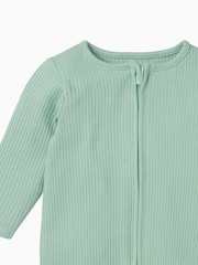 MORI Ribbed Stretch Organic Cotton & Bamboo 2 Way Zip Sleepsuit - Image 5 of 6