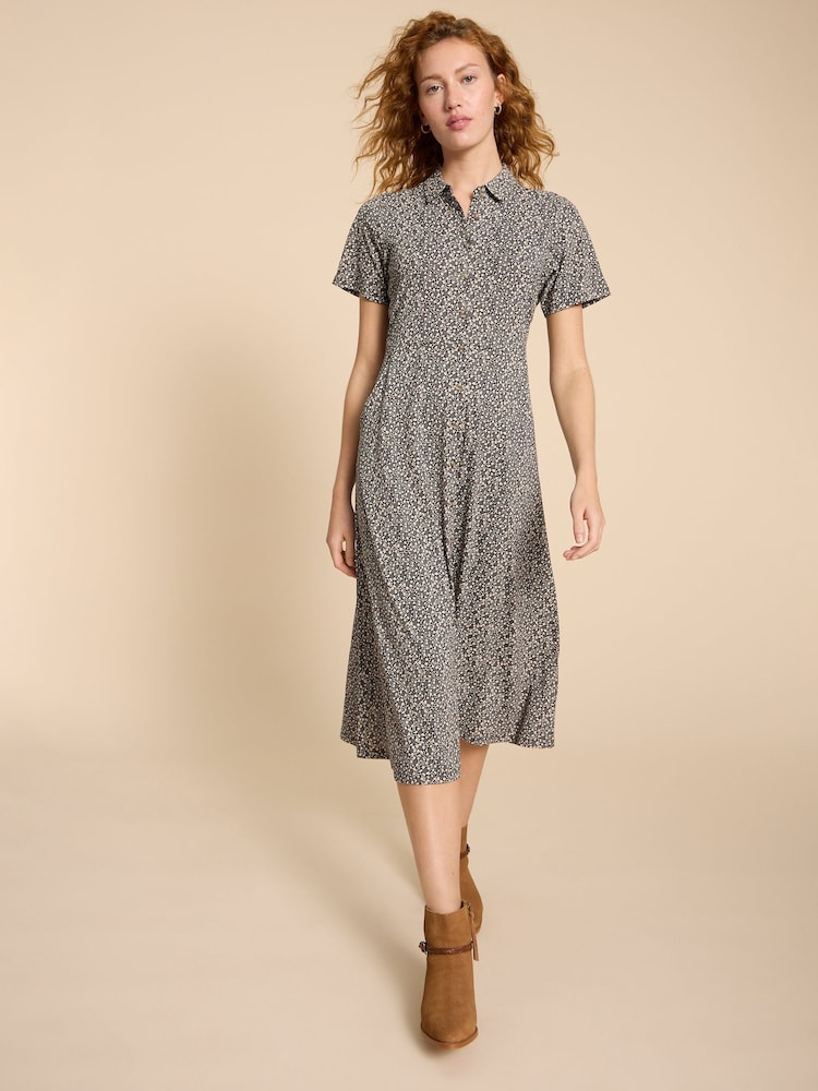 White Stuff Black Rua Jersey Shirt Dress - Image 1 of 7