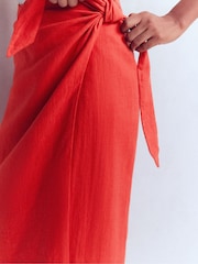 Boden Red Dimitra Linen Column Skirt - Image 2 of 5