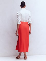 Boden Red Dimitra Linen Column Skirt - Image 3 of 5